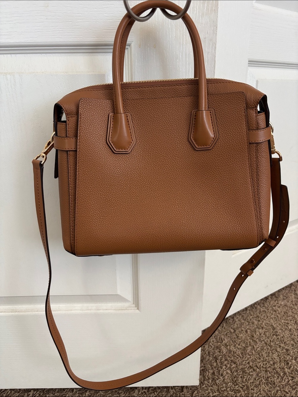 Michael Kors Brown Pebbled Leather Satchel with Gold Hardware - Picture 2 of 7